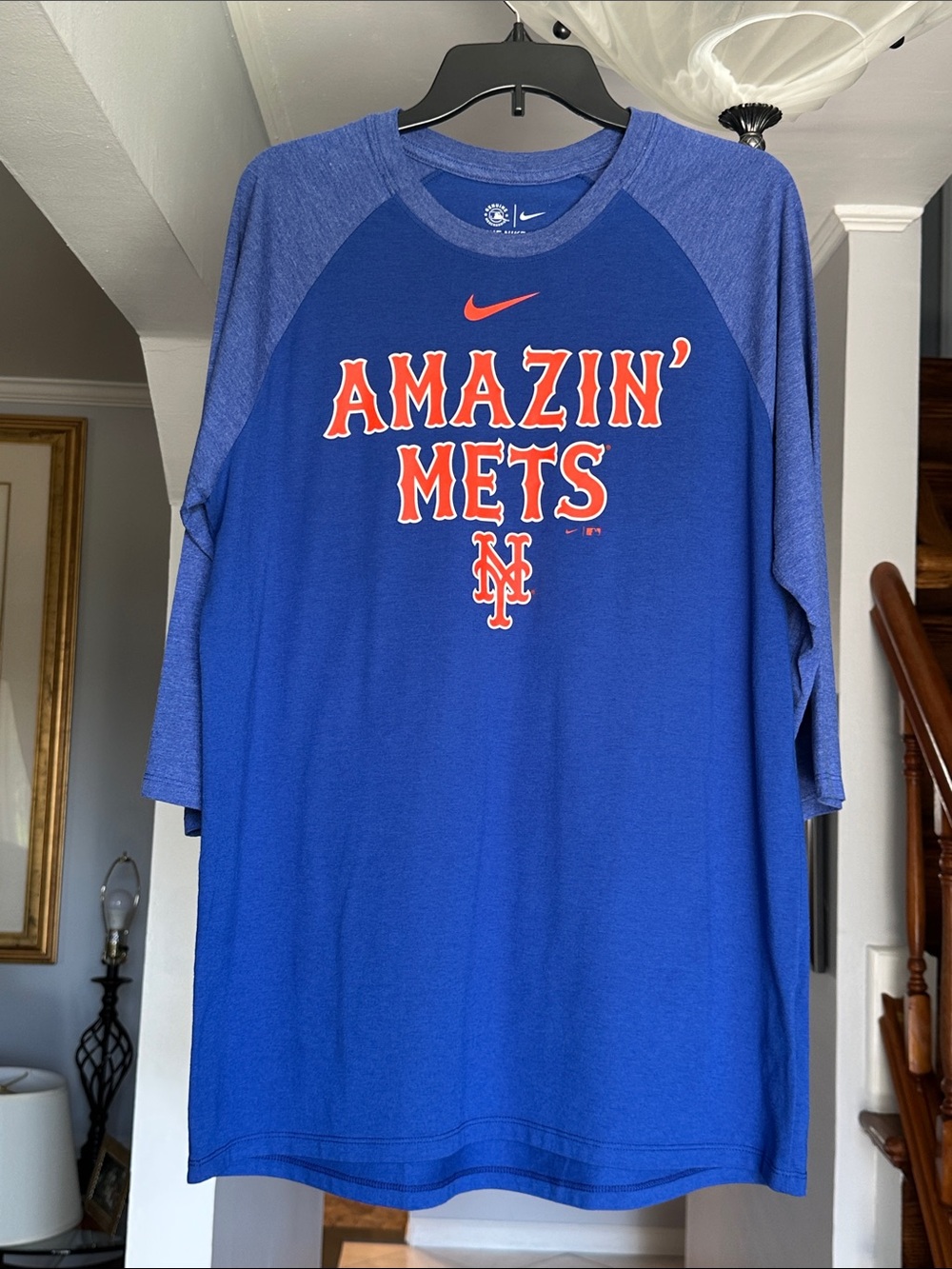 Nike Amazing NY Mets Raglan Jersey Tee Sz L